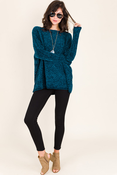 Meryl Chenille Sweater, Teal