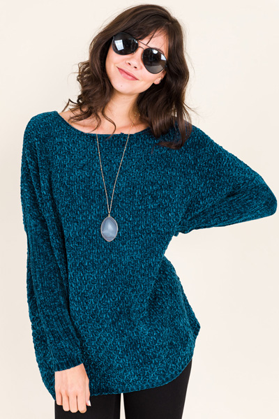 Meryl Chenille Sweater, Teal