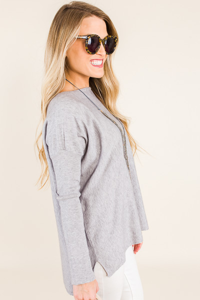Solid Boatneck Sweater, Grey