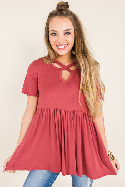 Strappy Neck Babydoll Tee