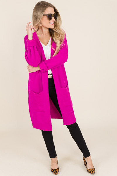 Oh Joy Cardigan, Hot Pink 3/4 Long Sleeve Tops The Blue