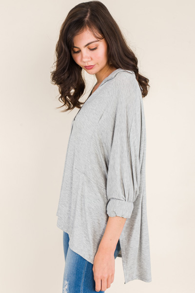 Collared Knit Top, Grey