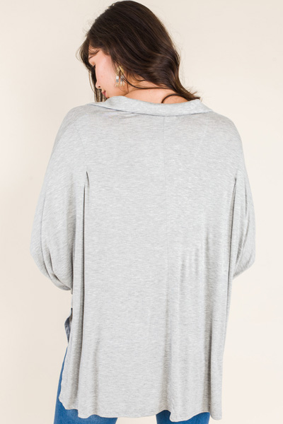 Collared Knit Top, Grey