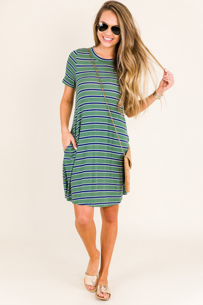 Mel Striped Dress, Green
