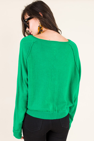 Exposed Stitch Sweater, Green