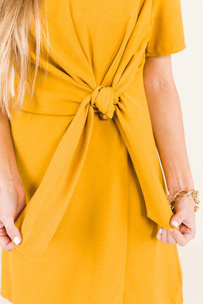 Simple Tie Dress, Mustard