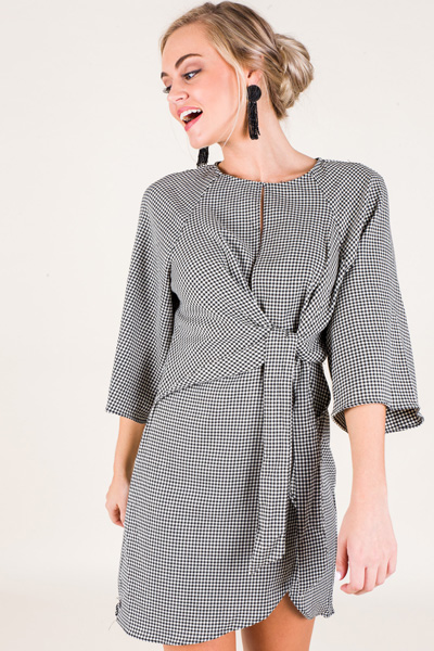 Tied Houndstooth Dress