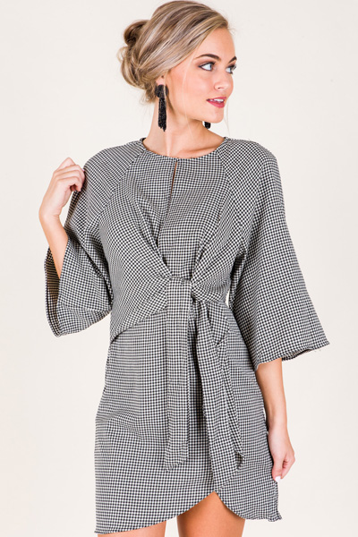 Tied Houndstooth Dress