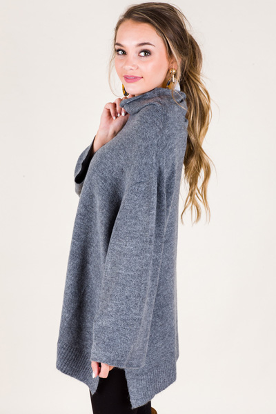 High Collar Sweater, Grey