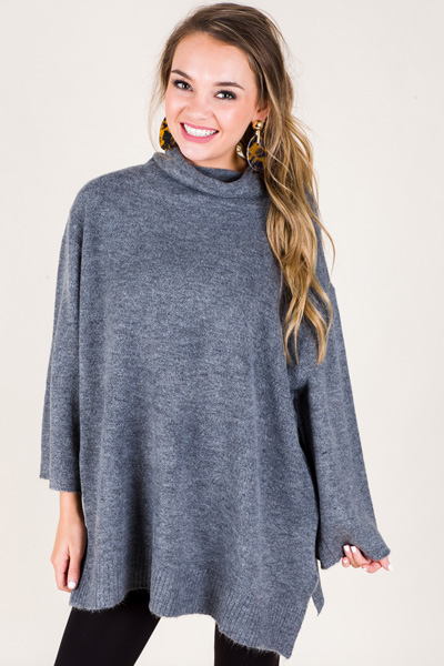 High Collar Sweater, Grey