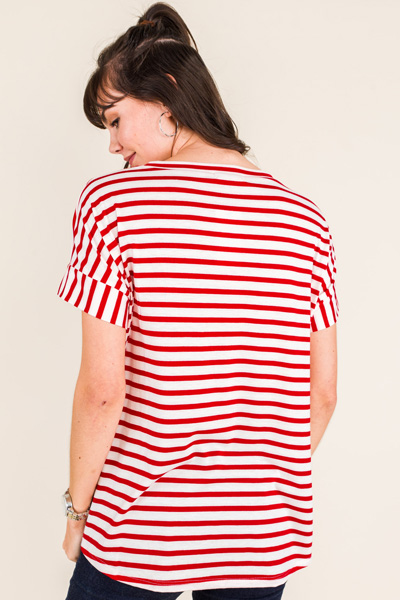 Suze Striped Tee, Red