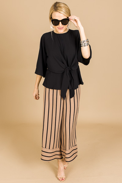 Knotted Crepe Blouse, Black
