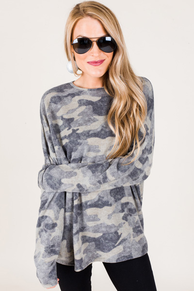 Brushed Knit Camo Top