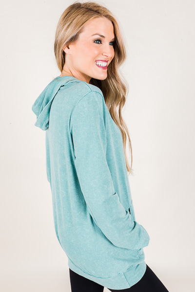 Washed Pullover Hoodie, Blue