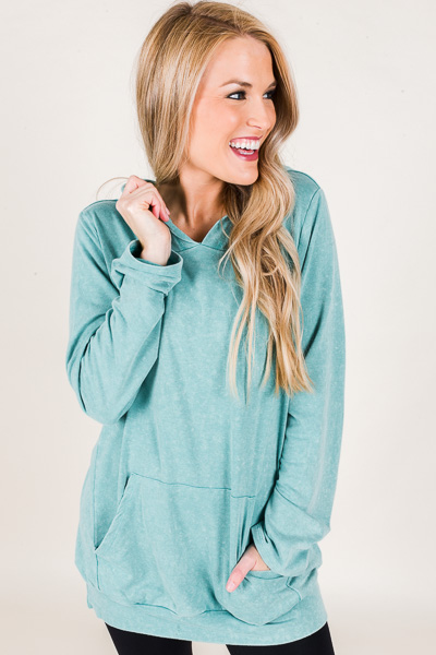Washed Pullover Hoodie, Blue