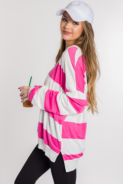 Bold Stripes Pullover, Pink