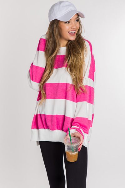 Bold Stripes Pullover, Pink