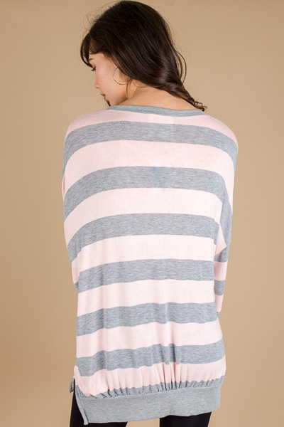 Oversized Stripe Sweatshirt, Mauve