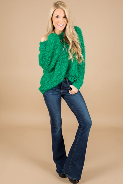 Felecia Fluffy Sweater, Green