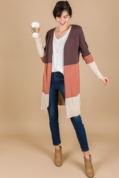 Neutral Colorblock Duster