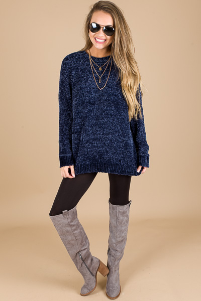 So Soft Chenille Sweater, Navy