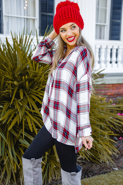 Perfectly Plaid Tunic, Red