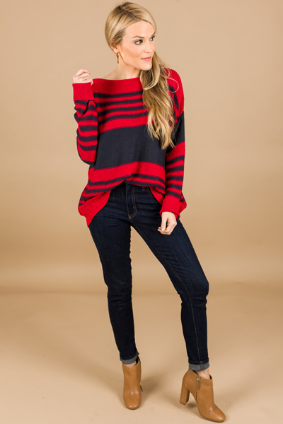 School Vibes Sweater, Red