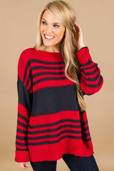 School Vibes Sweater, Red