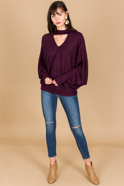 Clea Choker Sweater, Eggplant