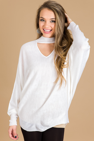 Clea Choker Sweater, Cream