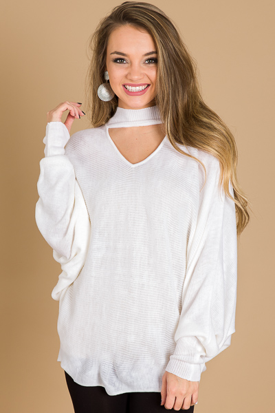 Clea Choker Sweater, Cream
