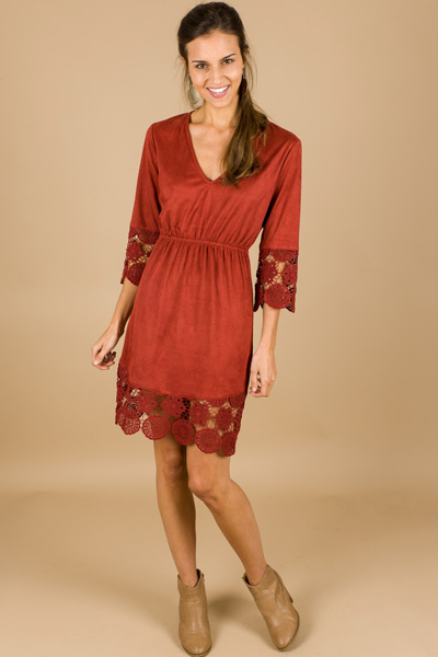 Suede and Crochet Dress