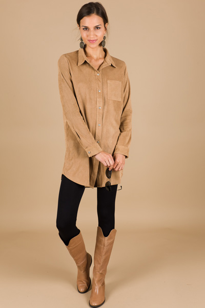 Taupe It Out Button Tunic