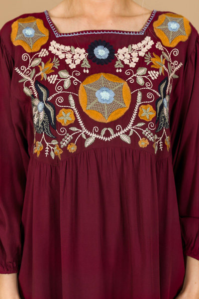 Brooke Boho Top, Burgundy