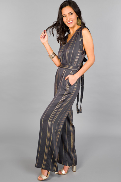 Gold Threads Tie Back Jumpsuit