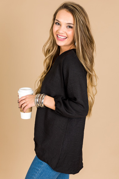 Meant to V Button Top, Black