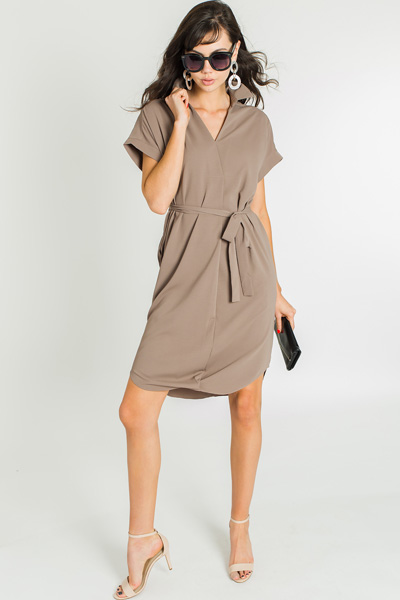 Lily Tie Dress, Taupe