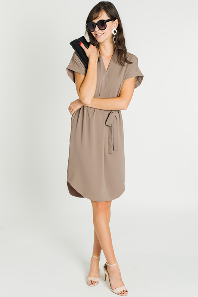 Lily Tie Dress, Taupe