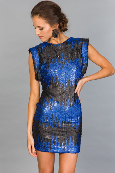 Black and Blue Sequin Dress