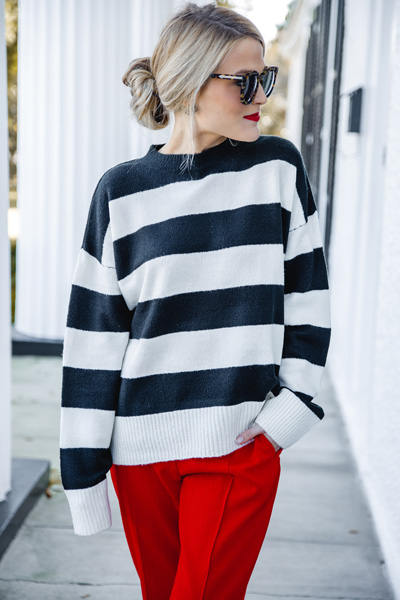 By My Stripe Sweater, Black