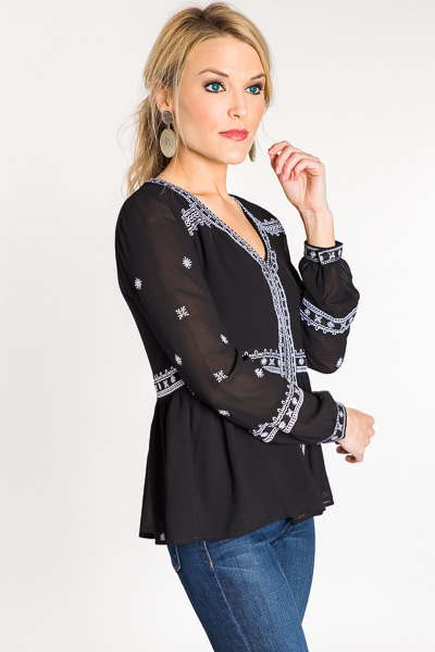 Embroidered Boho Top