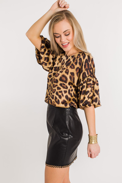Leopard Love Puff Sleeve Top