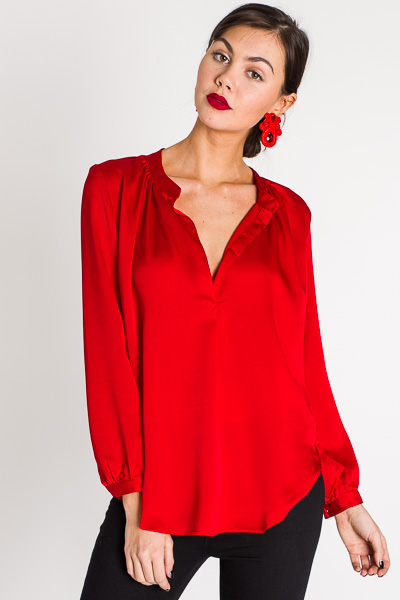Holiday Satin Top, Red