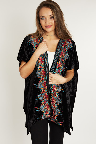 Velvet Embroidery Kimono