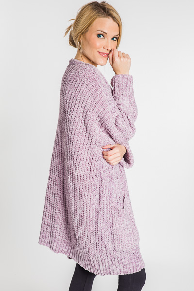 Chenille Knit Cardi, Lavender