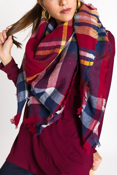Holiday Plaid Scarf, Red