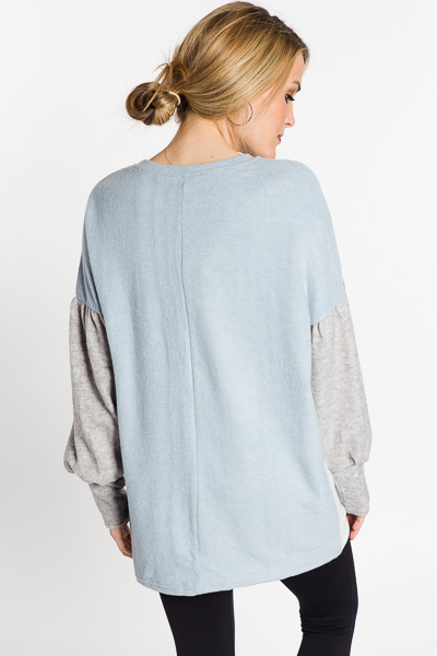 Colorblock Bubble Sleeve Sweatshirt