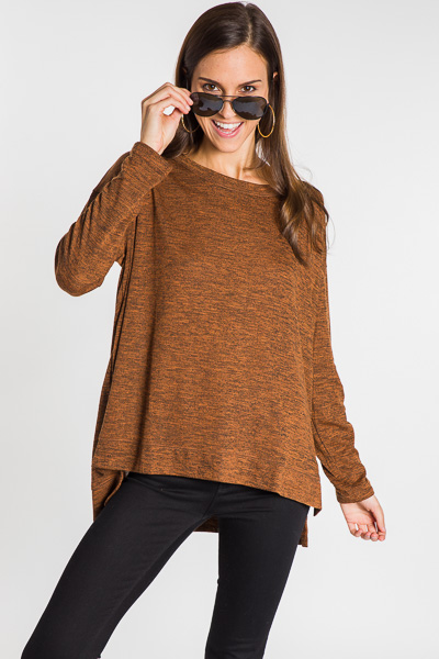 Ruched Sleeves Tunic, Caramel