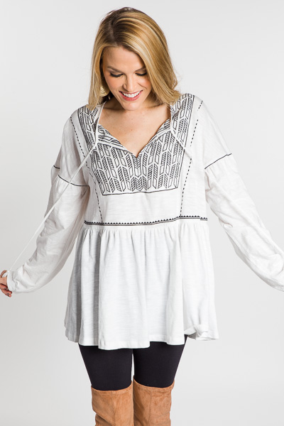 Emmy Embroidered Tunic, White