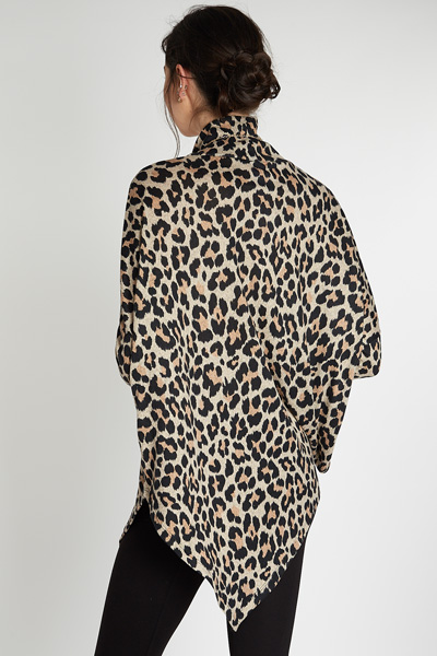 Asymmetrical Cowl Tunic, Leopard